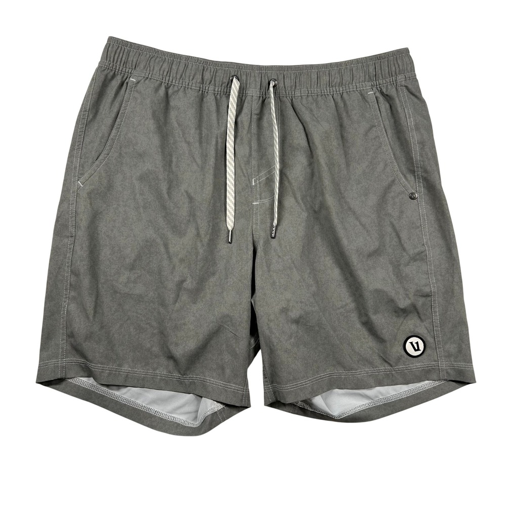 Vuori Shorts Mens Large Kore Charcoal Gray Pattern Print Lined Training Gym 7"